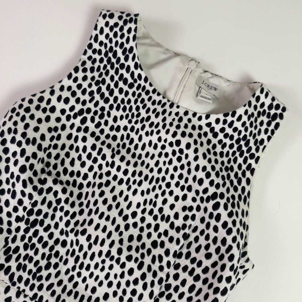 J. Crew Polka Dot Sheath Dress Womens 2 Black White Preppy Office Career Classic